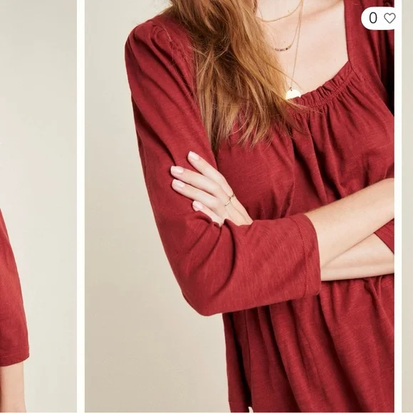 Anthropologie Red Peplum Blouse - Picture 2 of 10